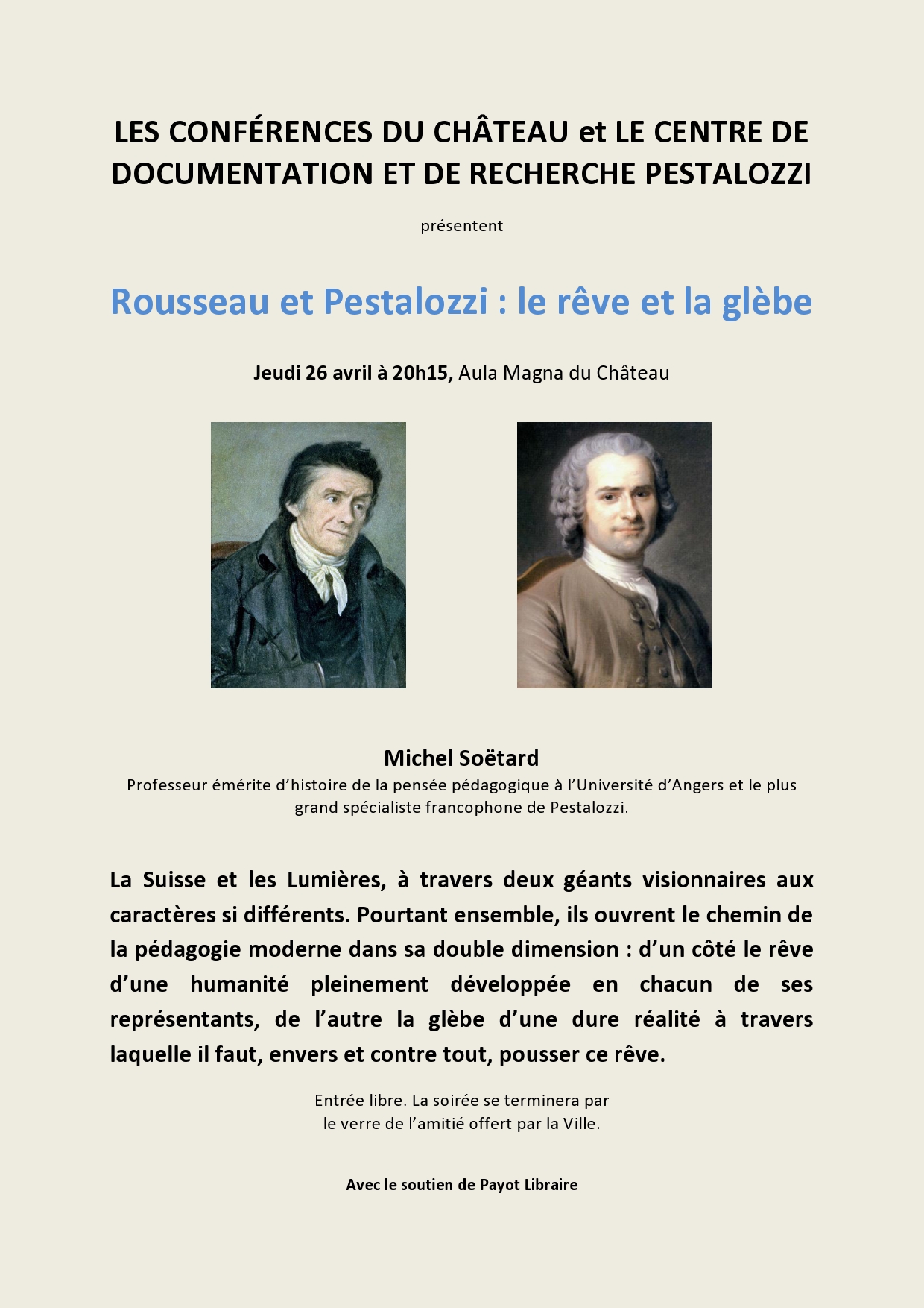 Affiche Rousseau - Pestalozzi