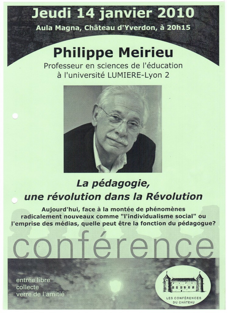 Affiche Philippe Meirieu - janvier 2010
